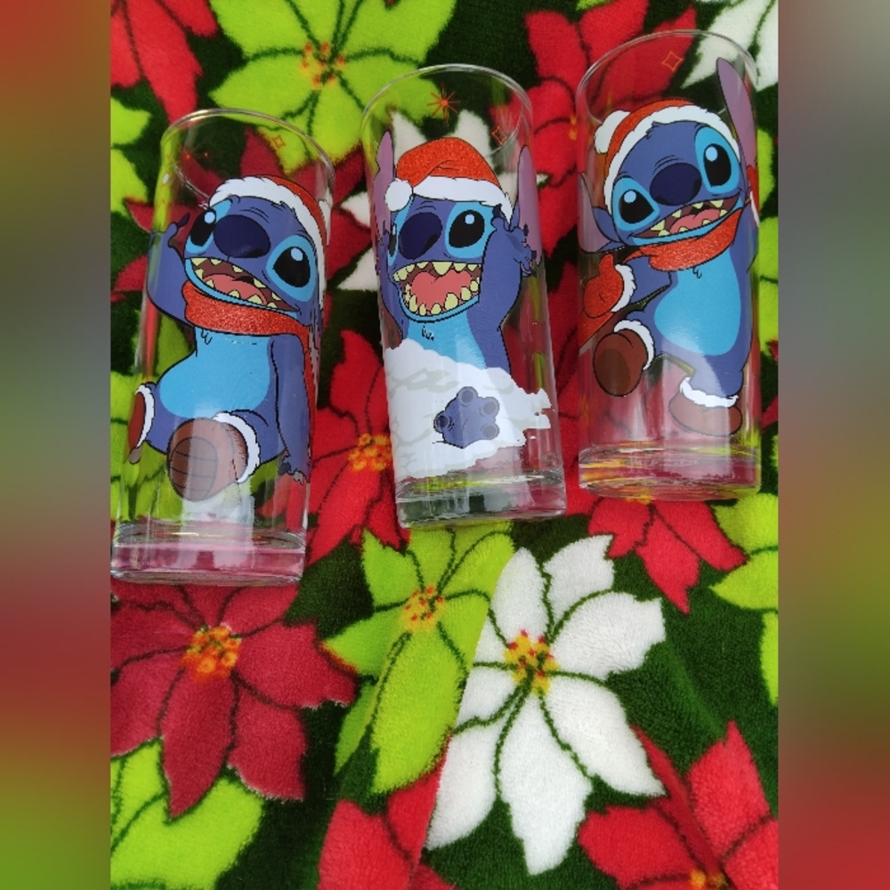 Set of 3 Christmas Stitch glasses